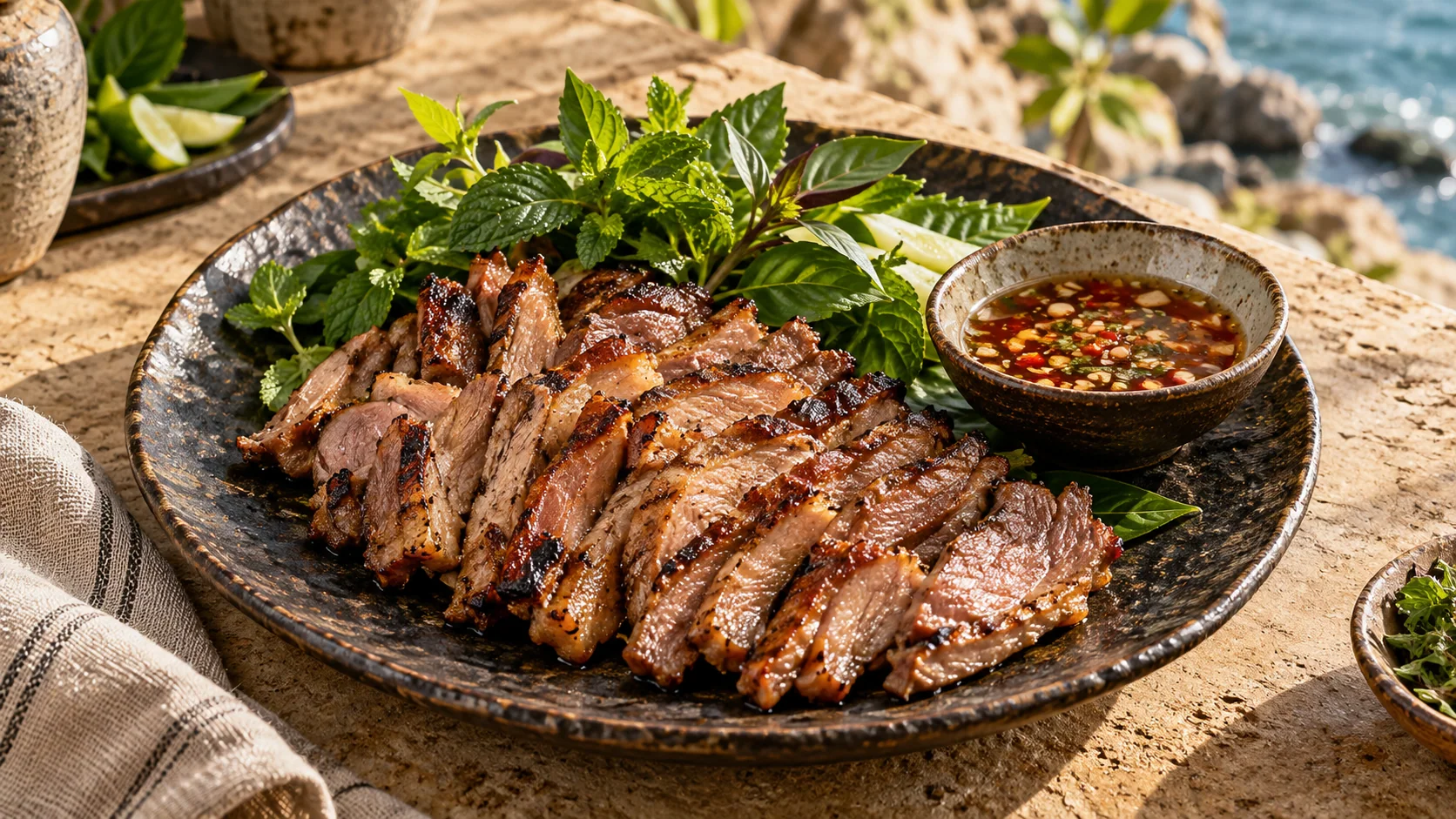 Minh họa món dê nướng